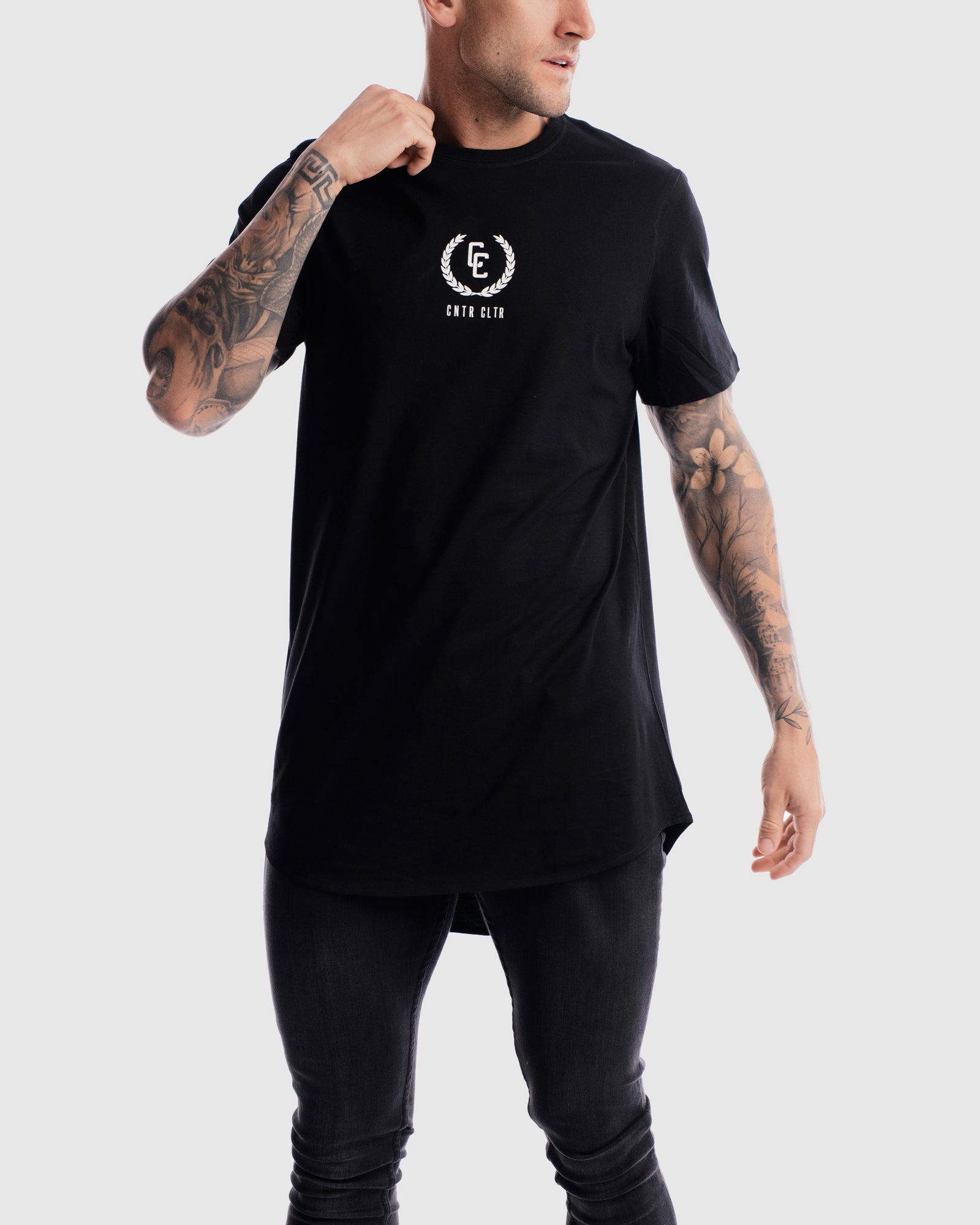 Garland Imprint Curved Hem Tee