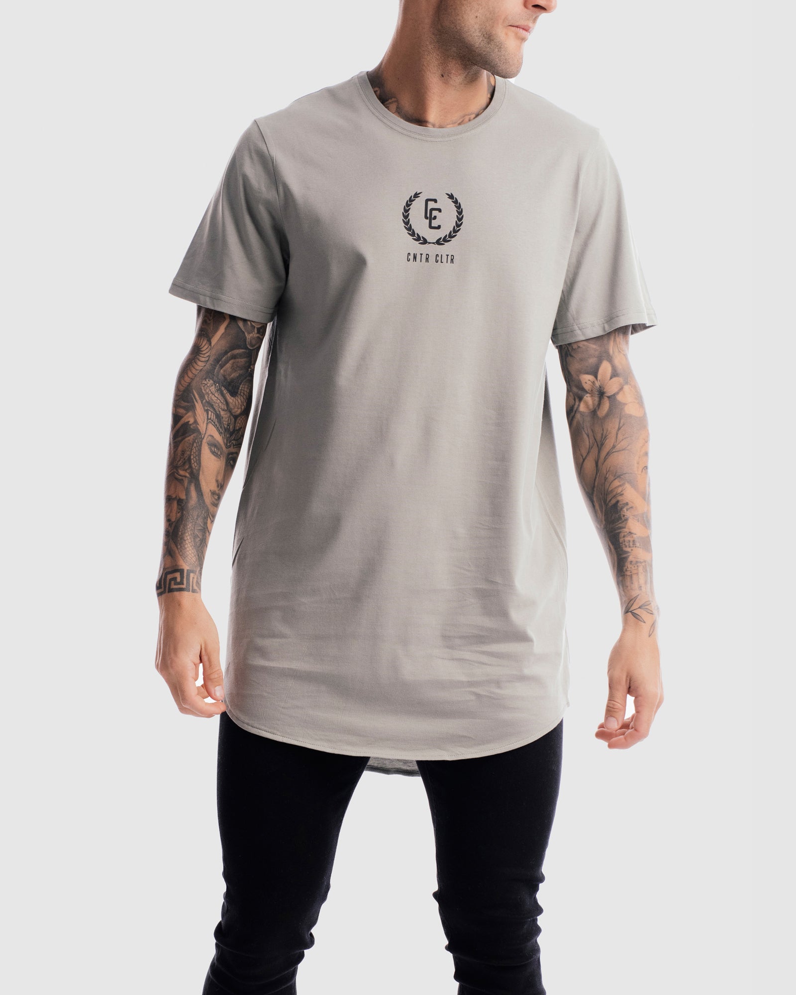 Garland Imprint Curved Hem Tee
