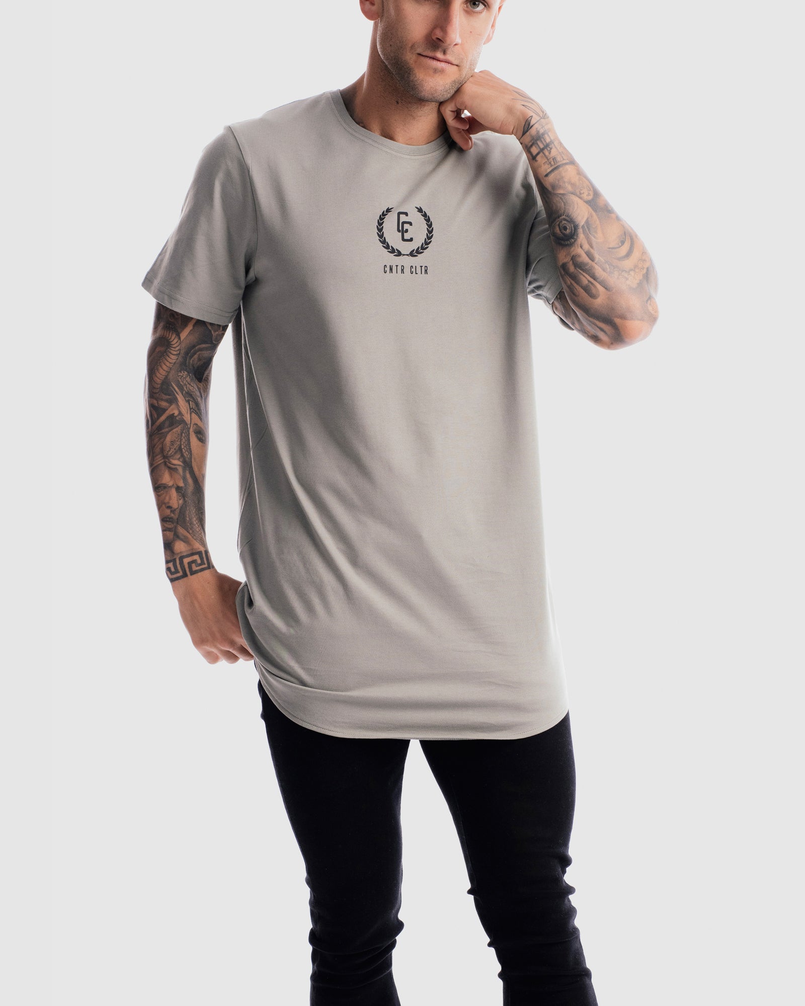 Garland Imprint Curved Hem Tee
