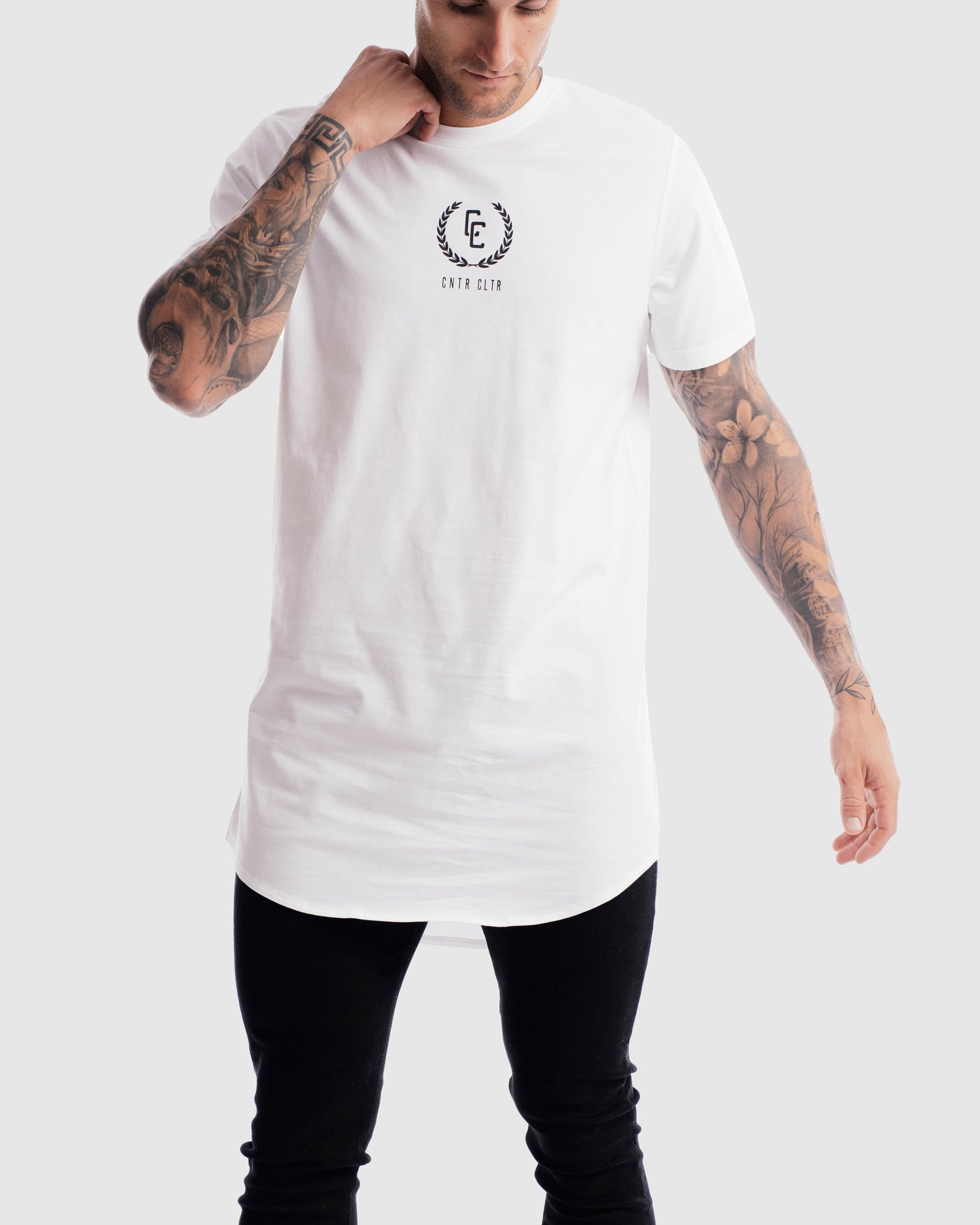 Garland Imprint Curved Hem Tee