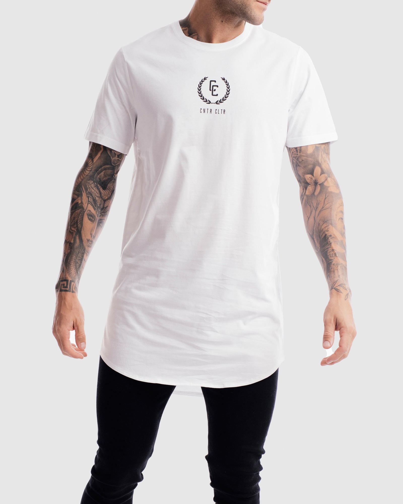 Garland Imprint Curved Hem Tee