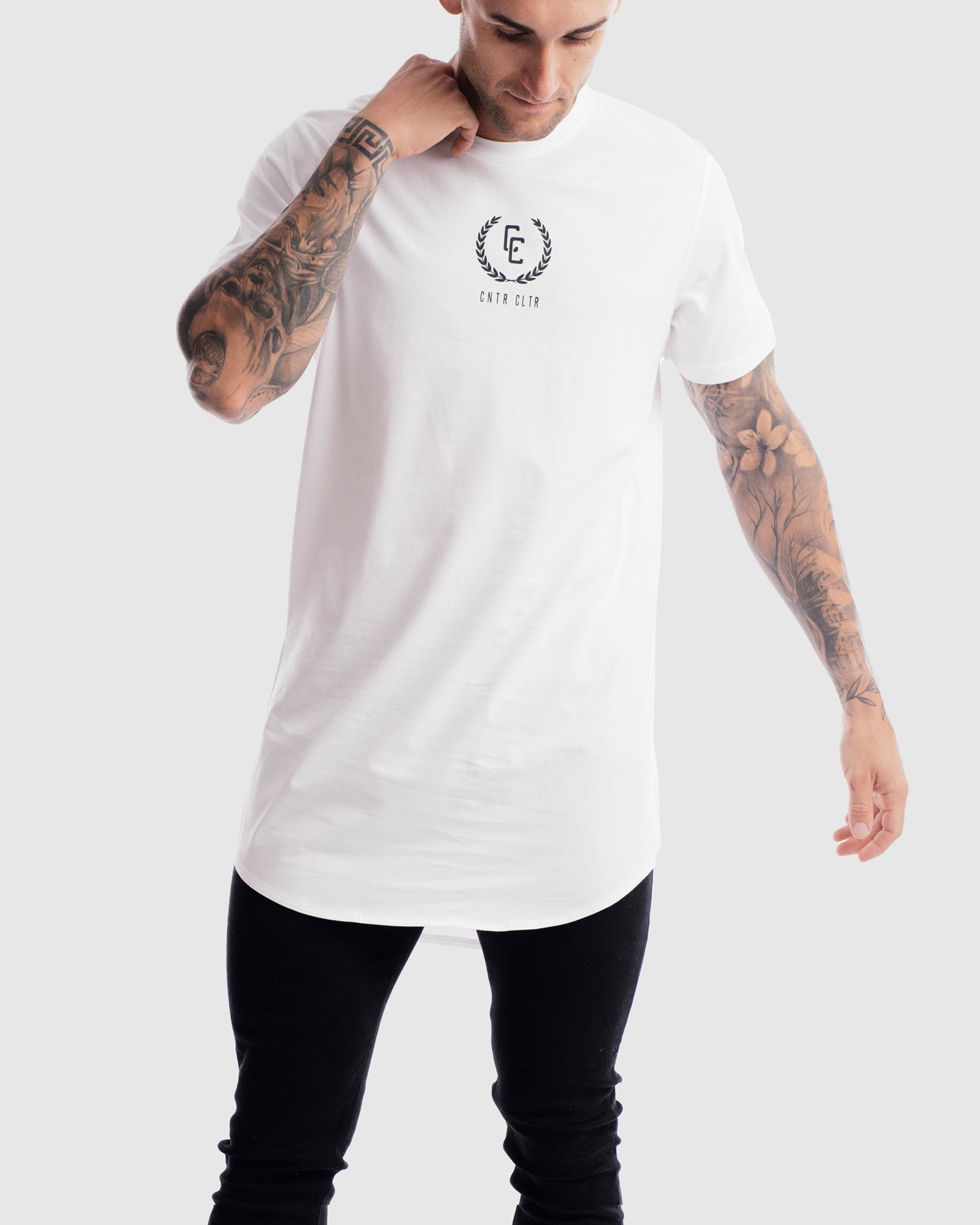 Garland Imprint Curved Hem Tee