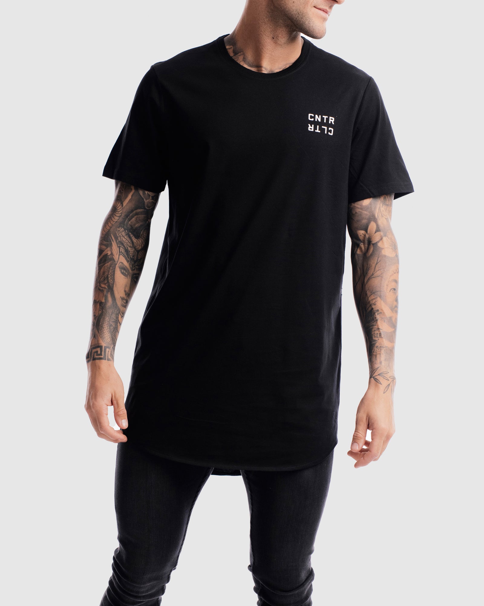 Geo Curved Hem Tee