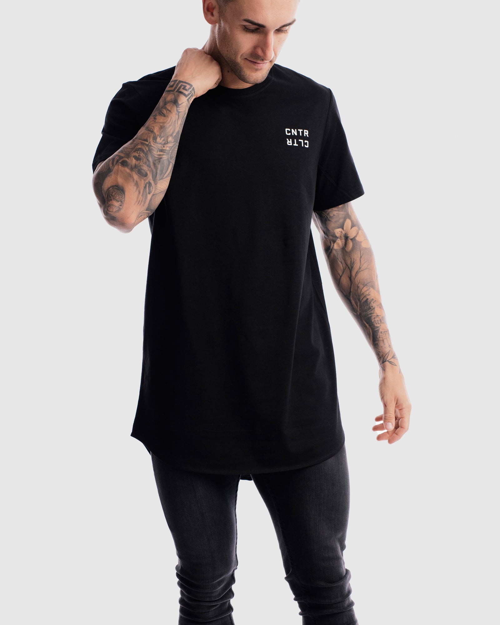 Geo Curved Hem Tee