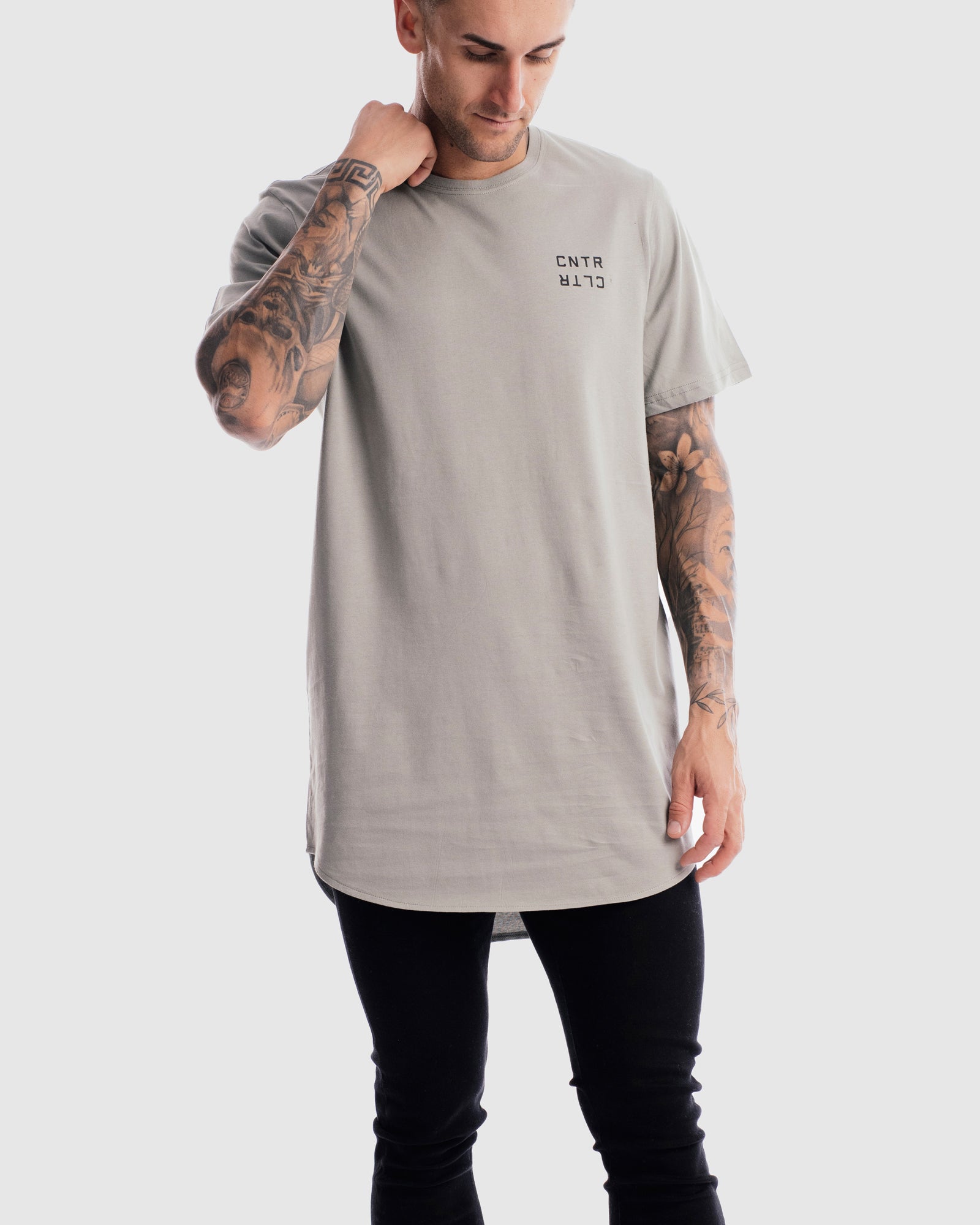 Geo Curved Hem Tee