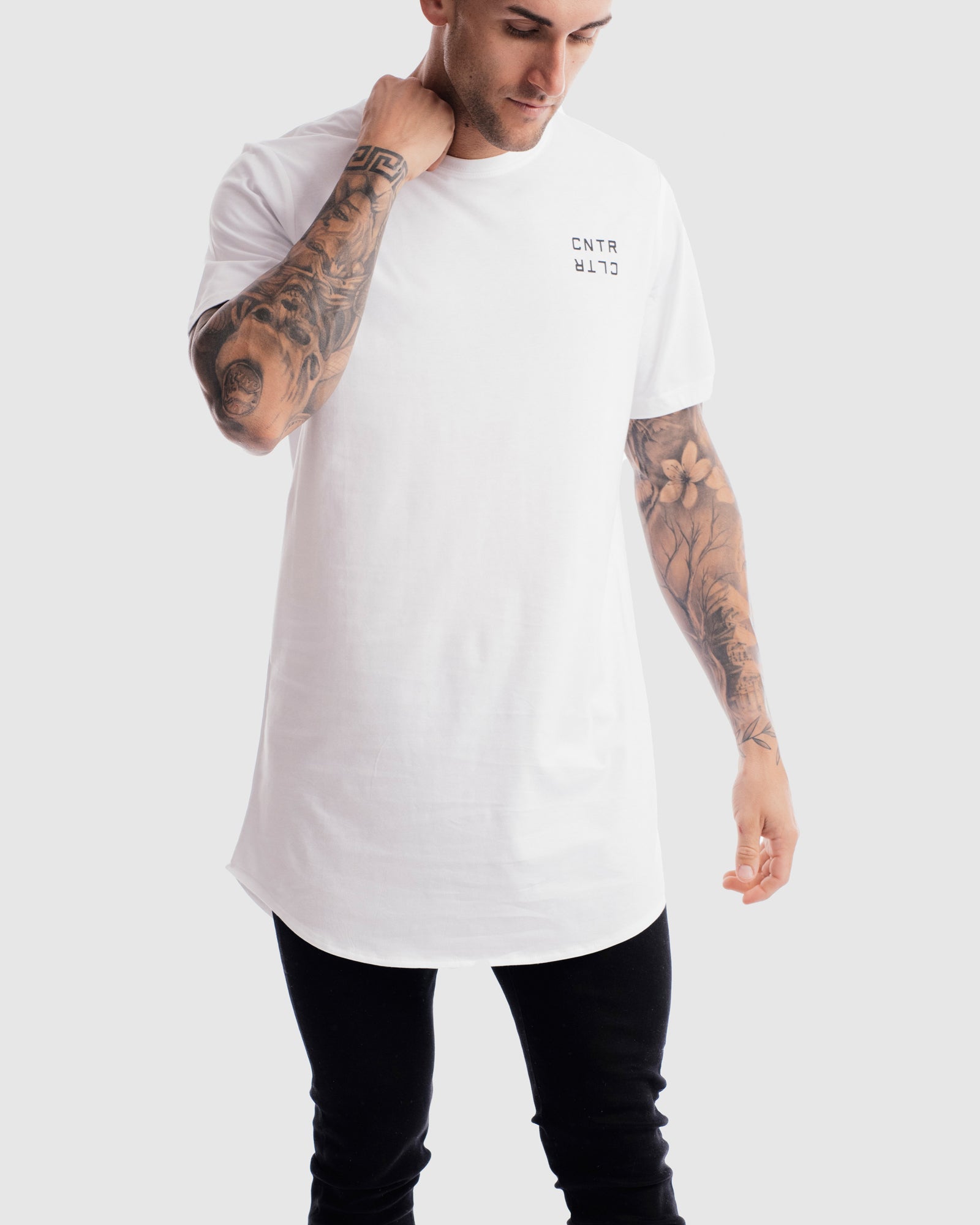 Geo Curved Hem Tee