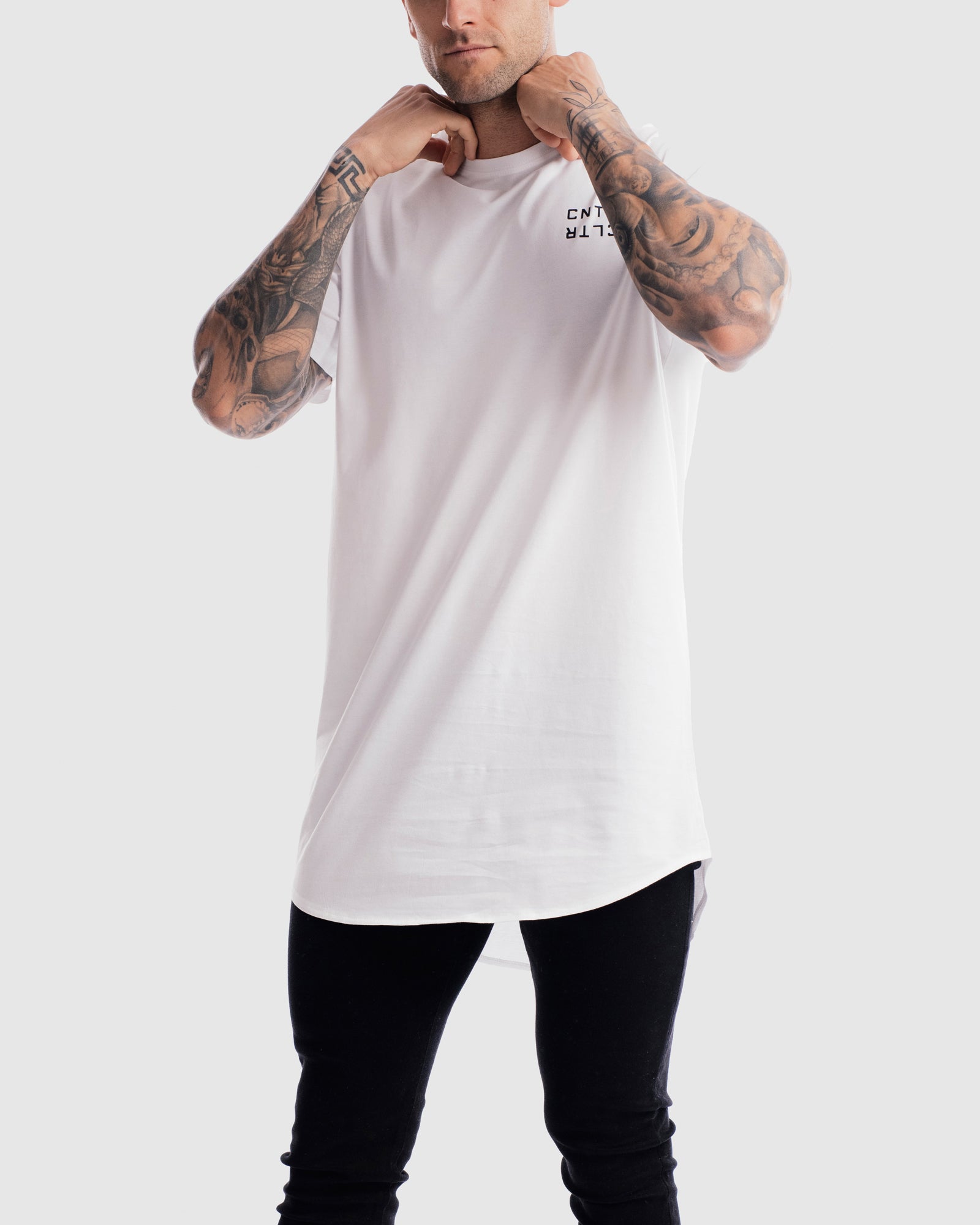 Geo Curved Hem Tee