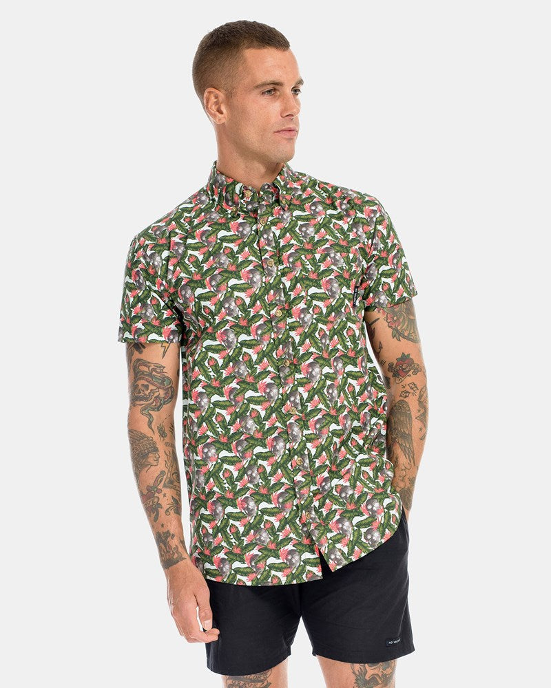 Floral Skull SS Dress Shirt