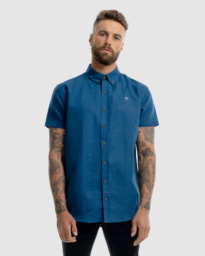 Linen - Cuba Embroidery Button Down SS Dress Shirt