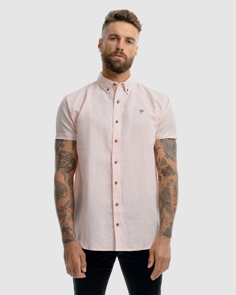 Linen - Cuba Embroidery Button Down SS Dress Shirt