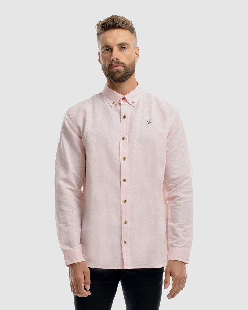 Linen - Cuba Embroidery Button Down LS Dress Shirt