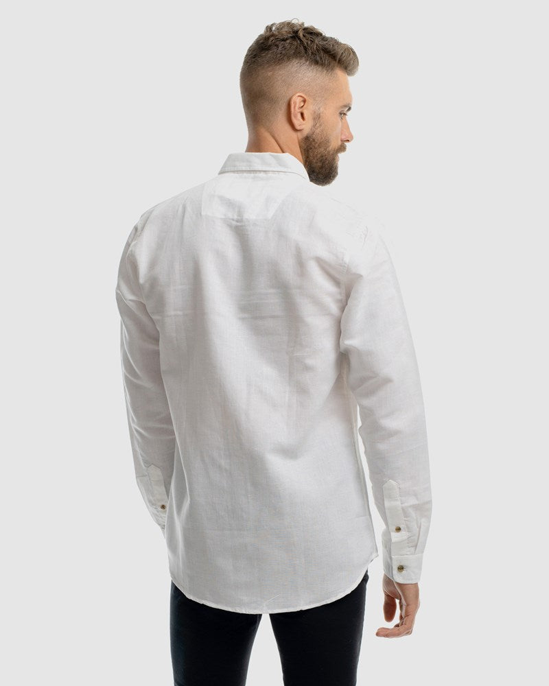 Linen - Cuba Embroidery Button Down LS Dress Shirt