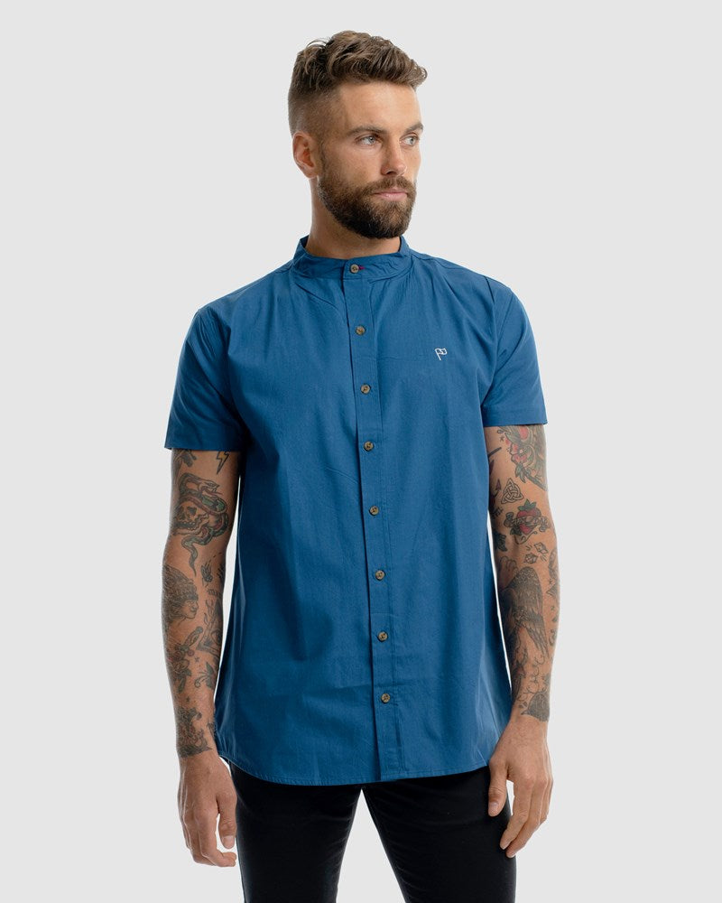 Cuba - Citrus Mandarin Collar SS Dress Shirt