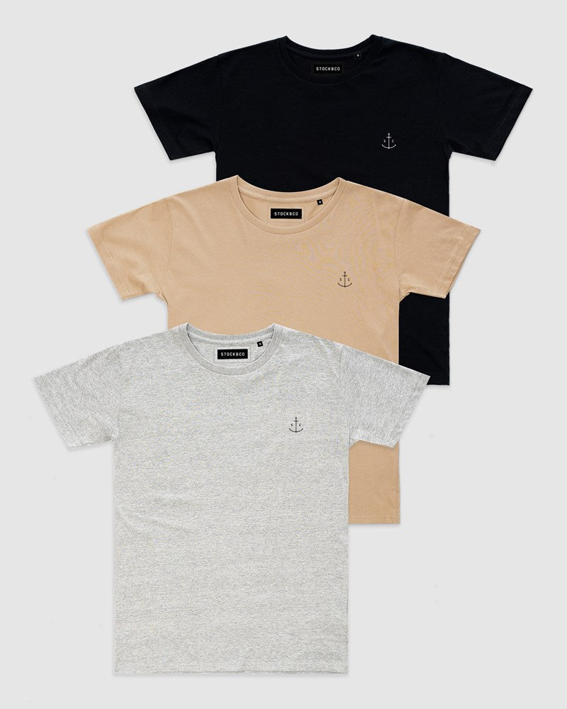 3-Pack Stock & Co Anchor Embroidery Tee
