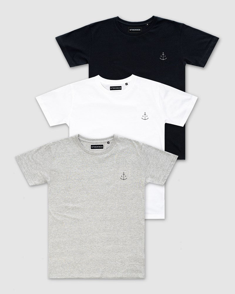 3-Pack Stock & Co Anchor Embroidery Tee