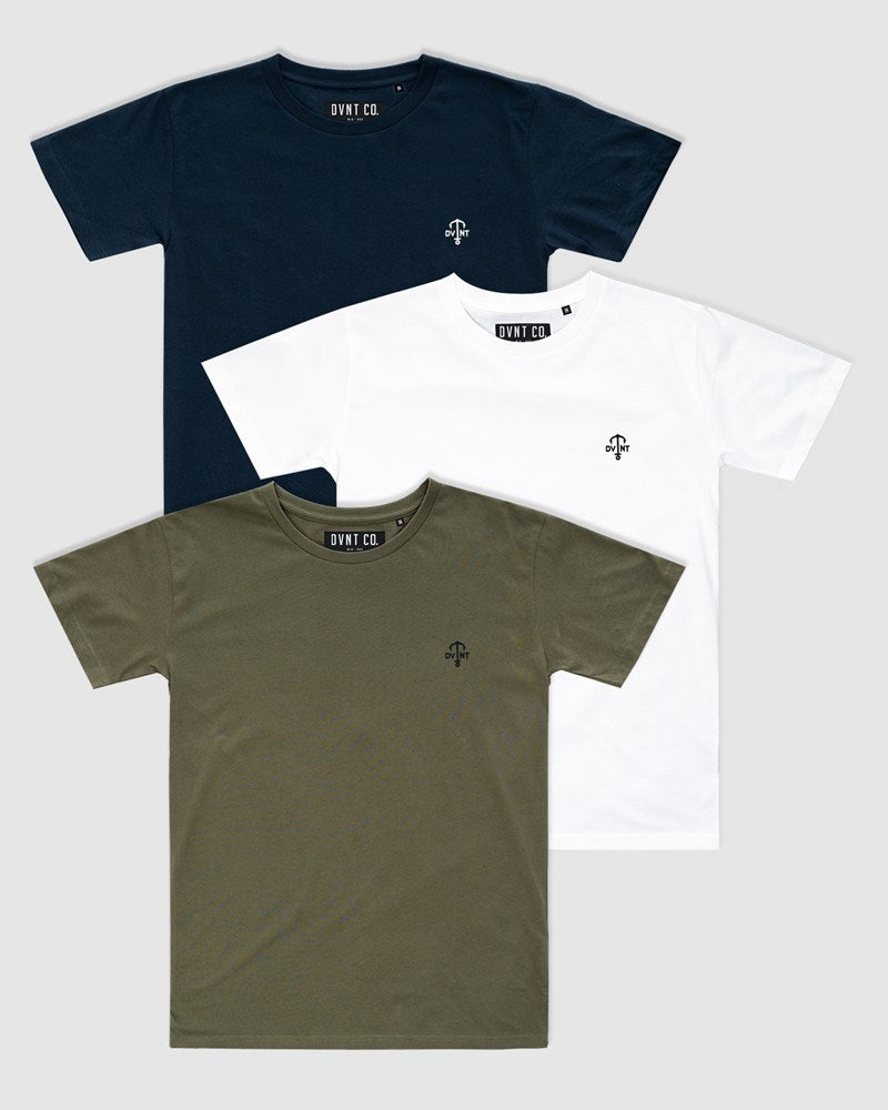 3-Pack Anchor Embroidery Tee - Youth