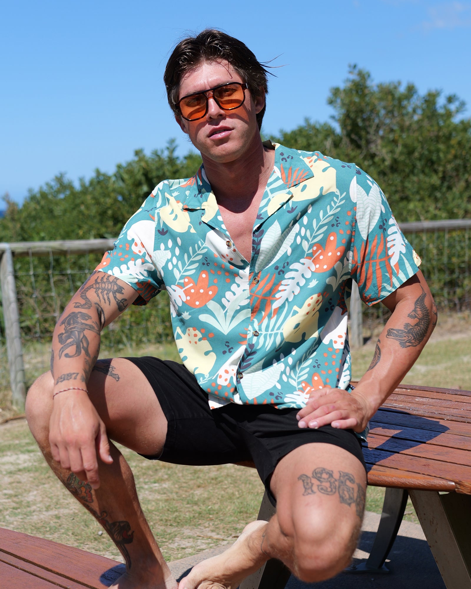 Abstract Leaf Rayon Shirt