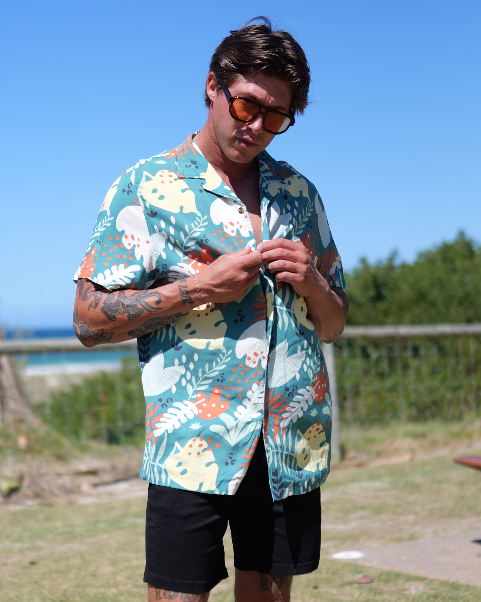 Abstract Leaf Rayon Shirt