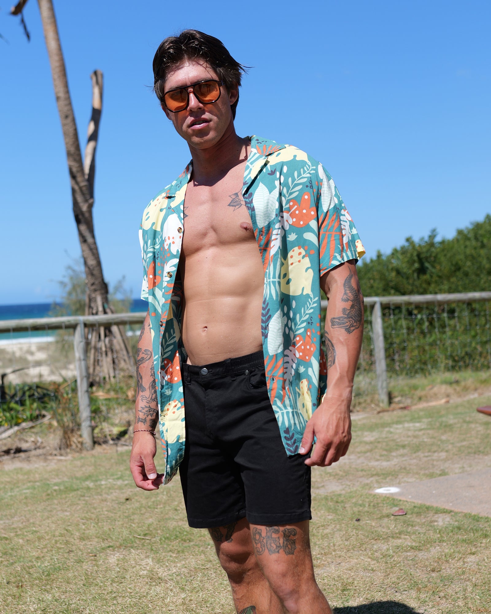 Abstract Leaf Rayon Shirt