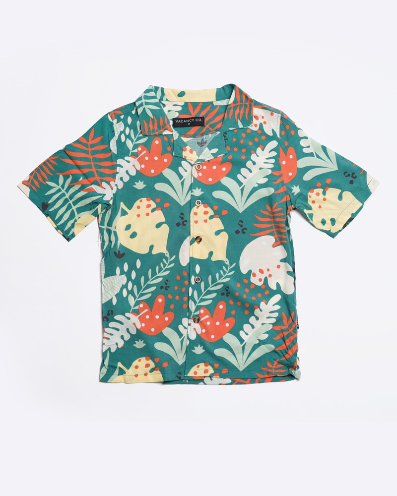 Abstract Leaf Rayon Dress Shirt - Youth