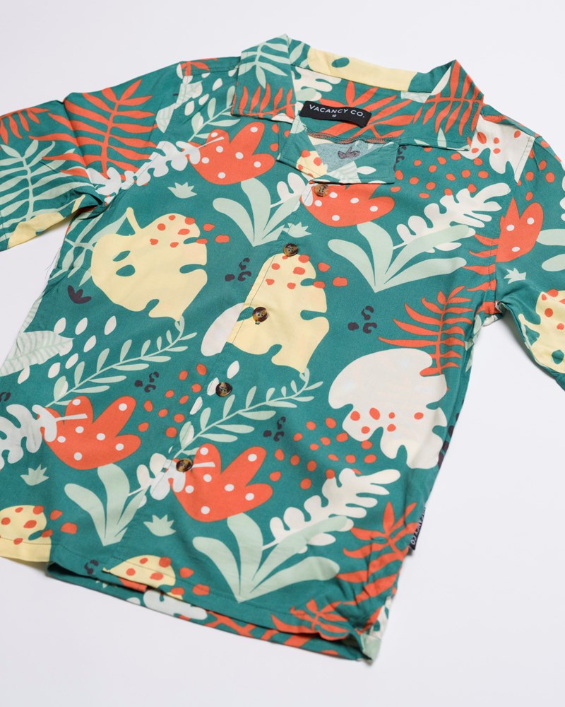Abstract Leaf Rayon Dress Shirt - Youth