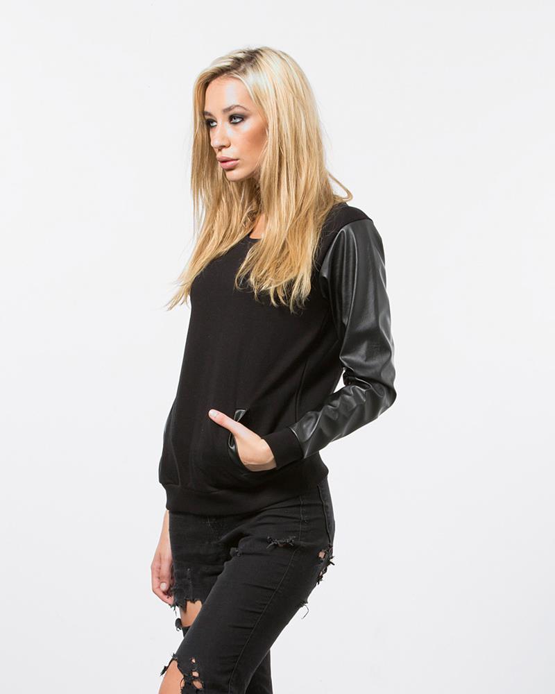 Biker Leather Crewneck